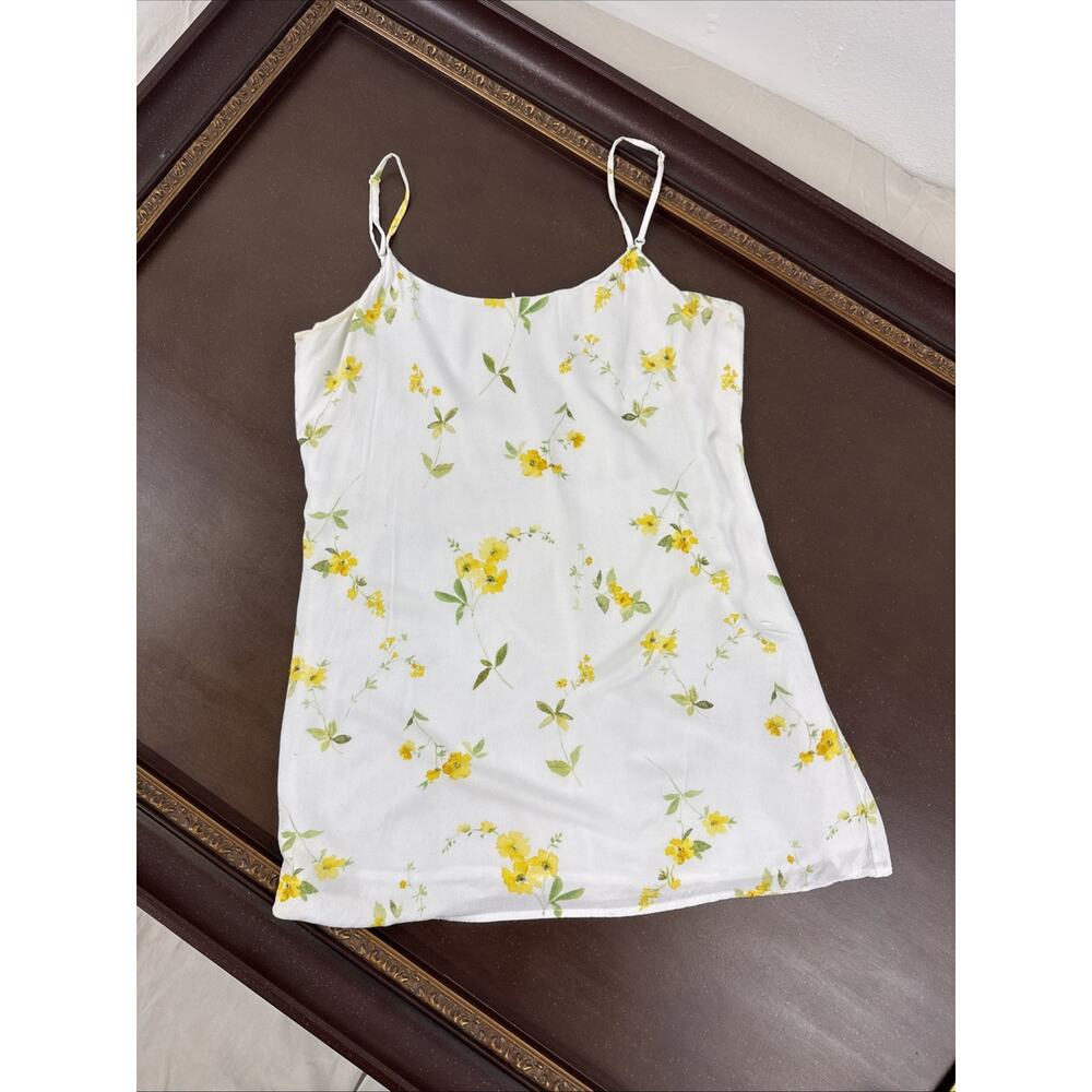 LA Hearts Women's Spaghetti Strap White/yellow/green Floral Mini Dress Large
